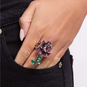 Elegant Rose Ring with Pink and Green Accents